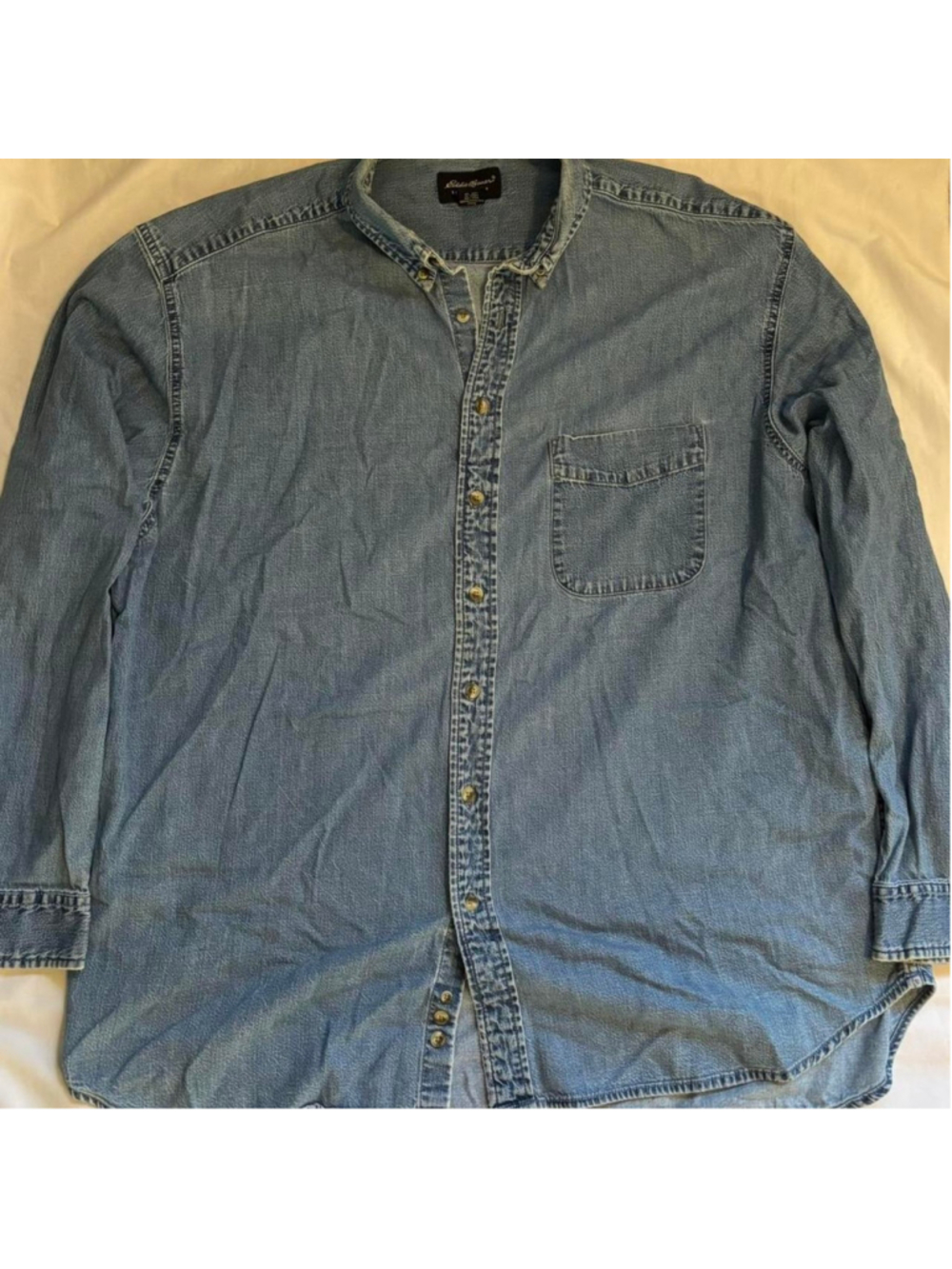 Eddie Bauer Vintage XXL Tall Jean Button up 

Sleeve minority thrashed super min